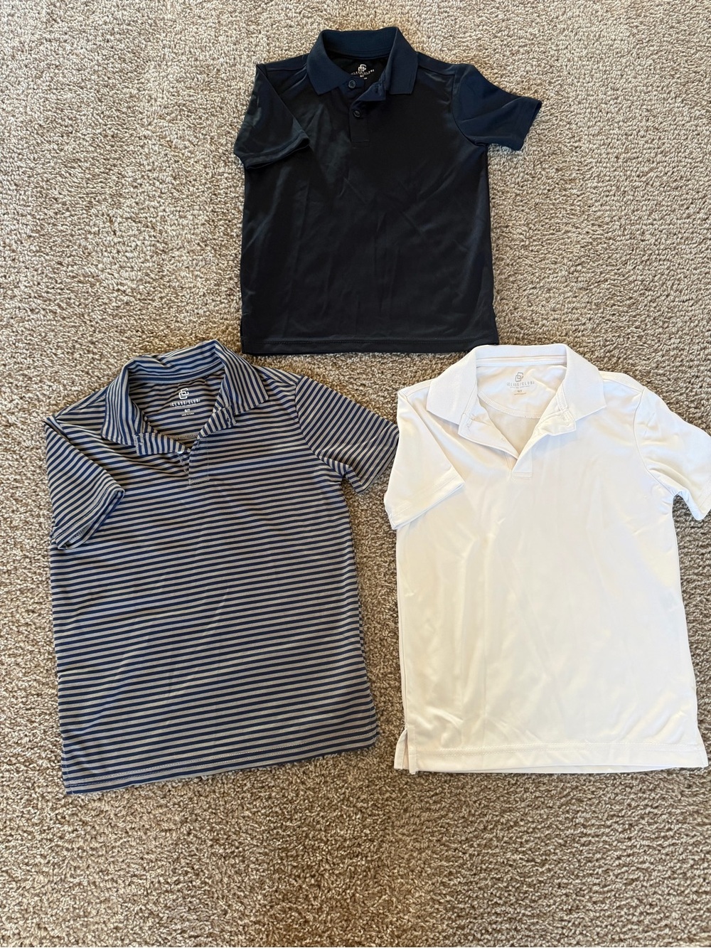 Class Club Boys' Polo Trio - Navy, White, Striped Blue